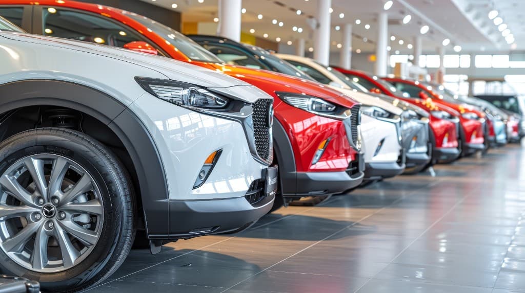 Autosalone con veicoli in esposizione